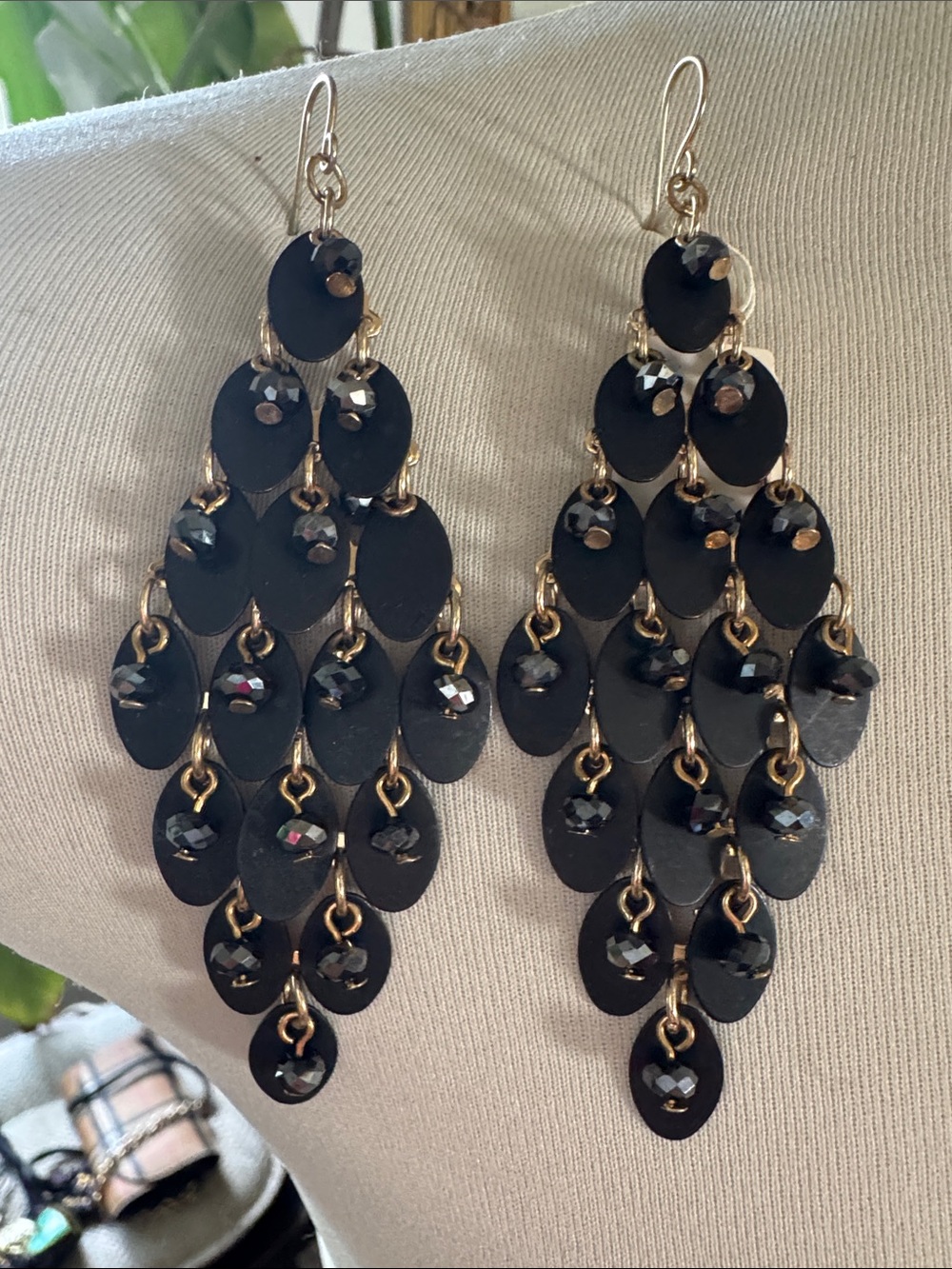 Elegant Black Cascade Dangle Earrings - Women Jewelry